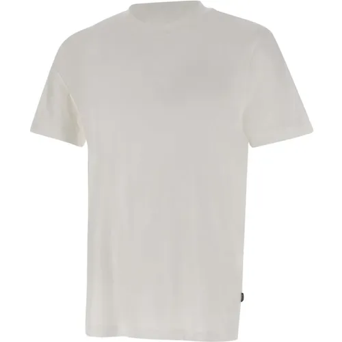 Weiße Mercerisierte Baumwoll-T-Shirt Rundhals , Herren, Größe: XL - Hugo Boss - Modalova