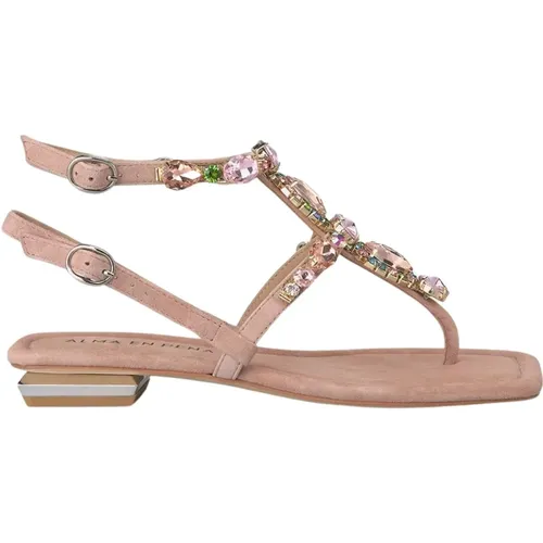 Flat Greek Sandal with Ankle Strap , female, Sizes: 4 UK, 5 UK, 7 UK, 6 UK, 8 UK - Alma en Pena - Modalova