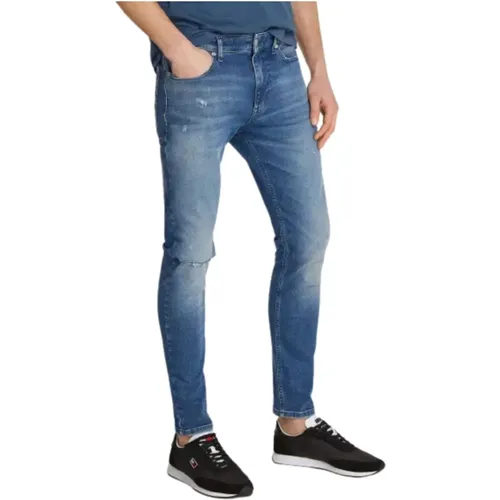 Faded Denim Jeans with Distressed Details , male, Sizes: W32 - Tommy Hilfiger - Modalova