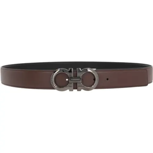 Reversible Leather Belt with Gancini Buckle , male, Sizes: 110 CM - Salvatore Ferragamo - Modalova