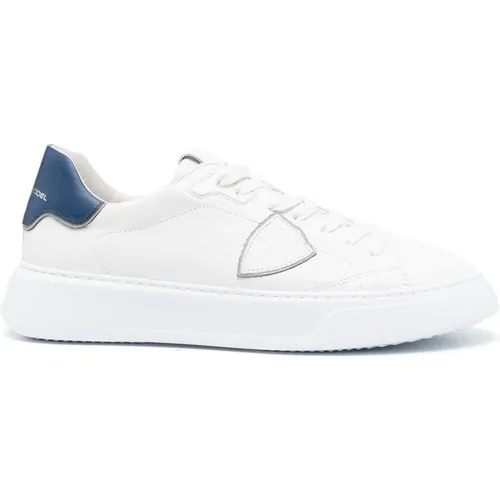 Blaue Kontrast-Sneaker mit Memory Foam , Herren, Größe: 43 EU - Philippe Model - Modalova