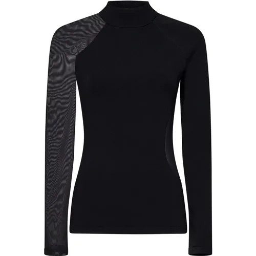 Schwarzer Gerippter Rollkragenpullover mit Mesh-Einsätzen , Damen, Größe: L - Y-3 - Modalova