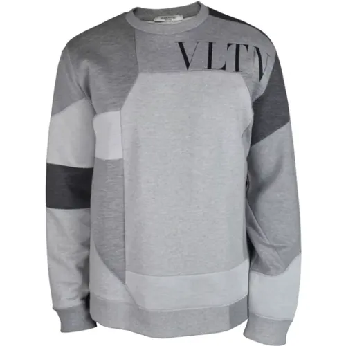 Grauer Baumwoll-Sweatshirt mit Vltn Inschrift - Valentino Garavani - Modalova