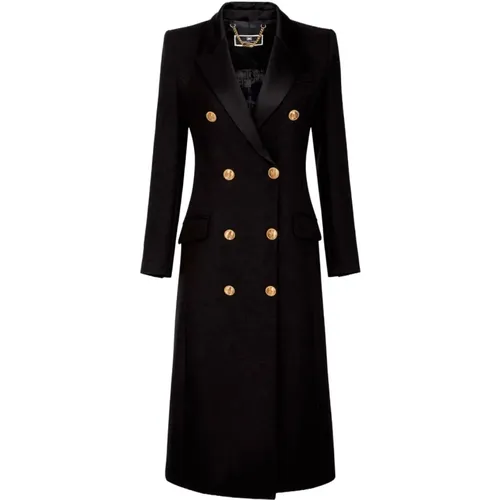 Double-Breasted Coat for Women , female, Sizes: L, M - Elisabetta Franchi - Modalova