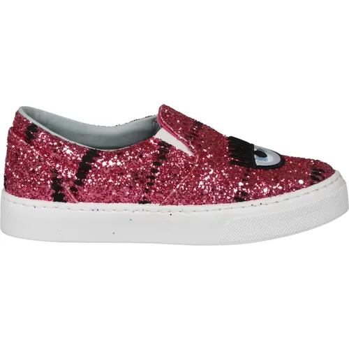 Glitter Slip On Shoes , female, Sizes: 2 UK, 3 UK - Chiara Ferragni Collection - Modalova