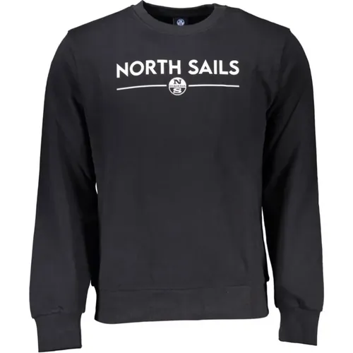 Schwarzer Baumwoll-Sweatshirt mit Print-Logo , Herren, Größe: M - North Sails - Modalova