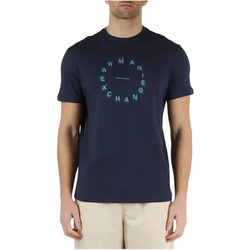 Regular Fit Baumwoll T-Shirt , Herren, Größe: M - Armani Exchange - Modalova