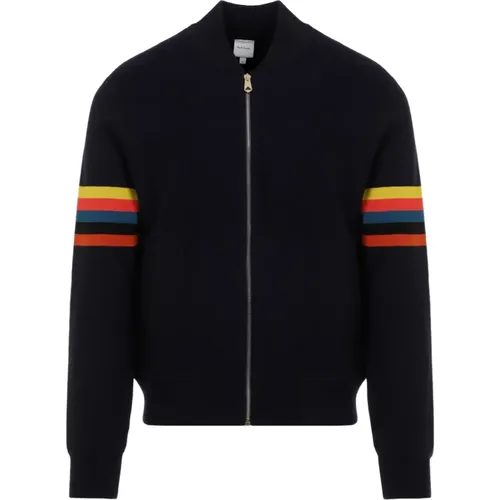 Dunkelblaue Gestrickte Bomberjacke , Herren, Größe: L - PS By Paul Smith - Modalova