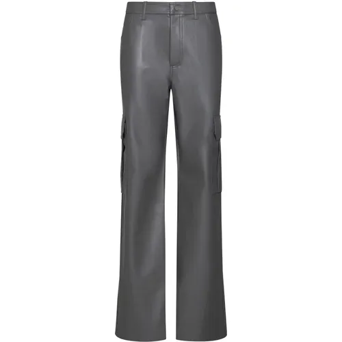Grey Faux Leather Cargo Trousers , female, Sizes: M, S, XS - Stine Goya - Modalova