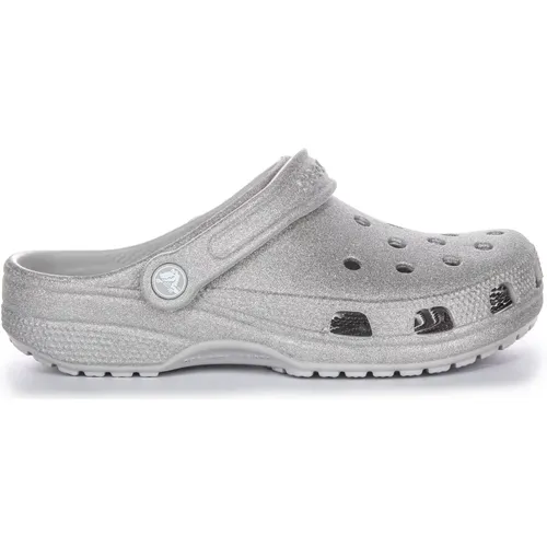 Glitter Classic Clogs in Silver , female, Sizes: 8 UK, 6 UK - Crocs - Modalova