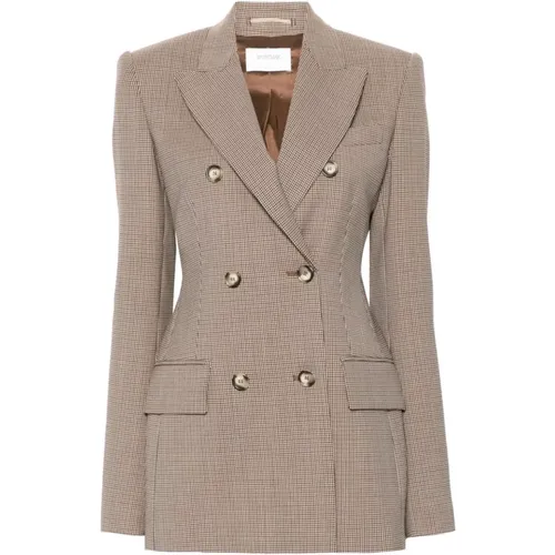 Brauner Blazer mit karierten Mustern - SPORTMAX - Modalova