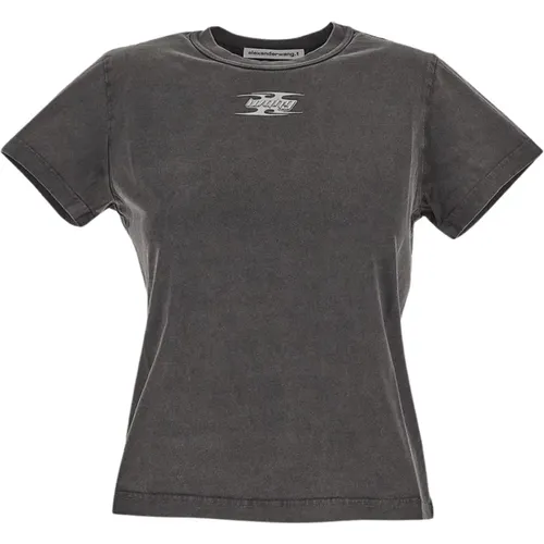 Baumwoll Shrunken Tee , Damen, Größe: M - T by Alexander Wang - Modalova