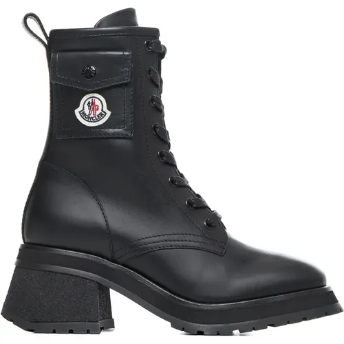 Schwarze Lederstiefeletten Moncler - Moncler - Modalova