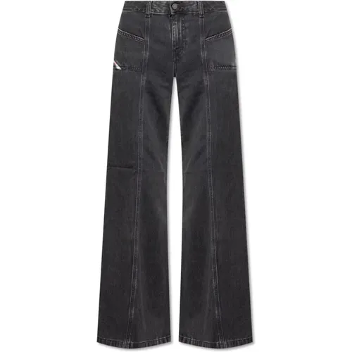 Weite Bein Schwarze Jeans , Damen, Größe: W24 L32 - Diesel - Modalova
