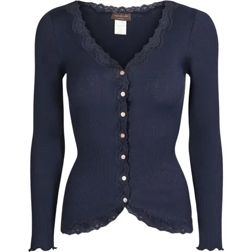 Navy Lace Cardigan Elegant Feminine , female, Sizes: XL - Rosemunde - Modalova