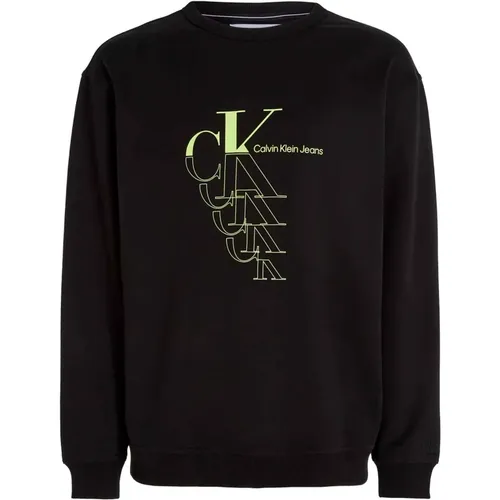 Monogram Echo Crew Sweatshirt , Herren, Größe: S - Calvin Klein Jeans - Modalova