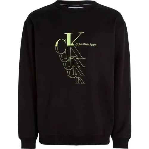 Monogram Echo Crew Sweatshirt , Herren, Größe: XL - Calvin Klein Jeans - Modalova
