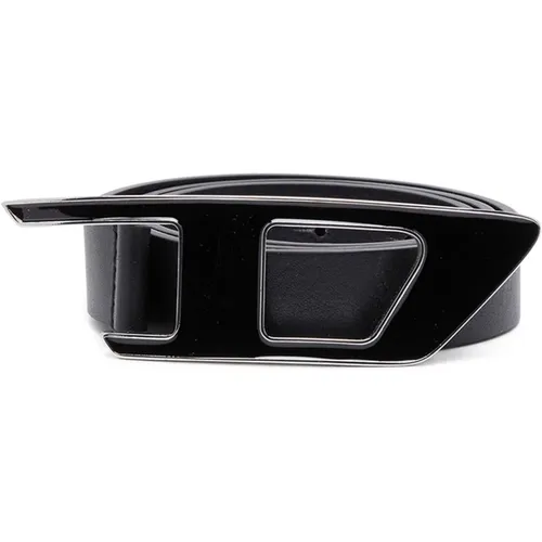 Leather belt with enamelled D buckle , female, Sizes: 90 CM, 75 CM, 85 CM, 80 CM, 95 CM - Diesel - Modalova