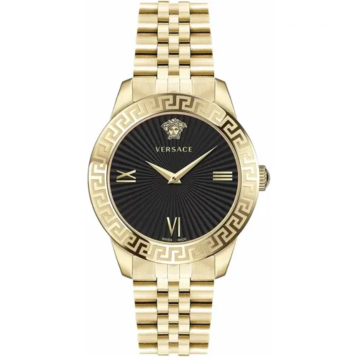 Greca Signature Edelstahl Uhr , Damen, Größe: ONE Size - Versace - Modalova