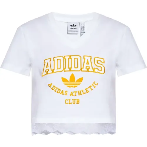 T-Shirt mit Spitzenbesatz - adidas Originals - Modalova