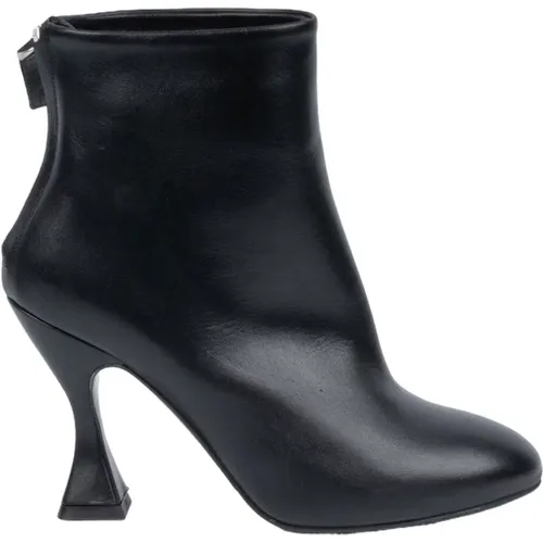 Leather Tronchetto with Zipper and 100mm Heel , female, Sizes: 8 UK, 5 UK, 7 UK, 4 UK - Albano - Modalova