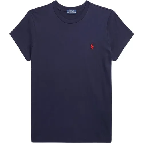 Baumwoll-Jersey-Rundhals-T-Shirt , Damen, Größe: L - Polo Ralph Lauren - Modalova