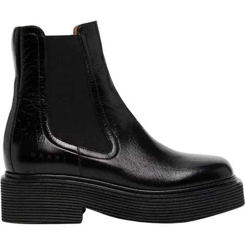 Ridged-Sole Ankle Boots, , female, Sizes: 3 UK - Marni - Modalova