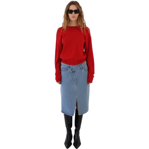 Asymmetrischer Denim Midi Rock , Damen, Größe: L - Designers Remix - Modalova