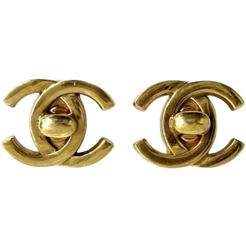 Pre-owned Gold earrings , female, Sizes: ONE SIZE - Chanel Vintage - Modalova