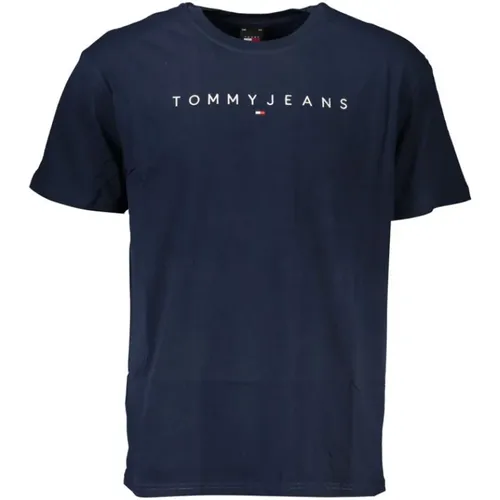 Blau Baumwoll T-Shirt mit Logodetail , Herren, Größe: 2XL - Tommy Hilfiger - Modalova