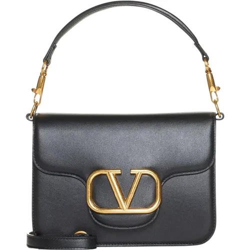 Leather Shoulder Bag with VLogo , female, Sizes: ONE SIZE - Valentino Garavani - Modalova