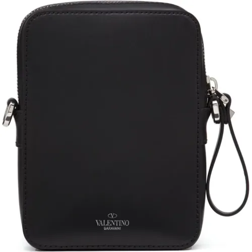 Schwarze Leder-Crossbody-Tasche mit auffälligem VLTN-Print - Valentino Garavani - Modalova