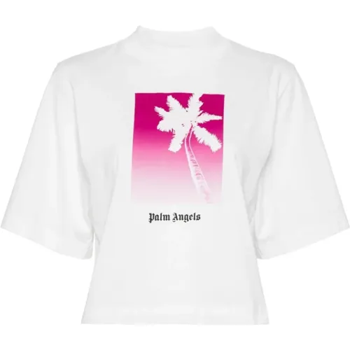 T-shirt with Contrasting Print , female, Sizes: M - Palm Angels - Modalova