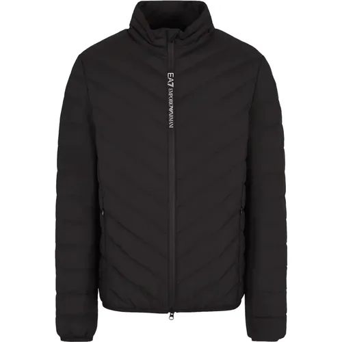 Schwarze Mäntel für Männer , Herren, Größe: 3XL - Emporio Armani EA7 - Modalova