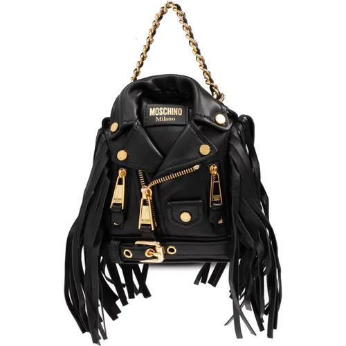 Leder Rucksack mit Fransen Moschino - Moschino - Modalova