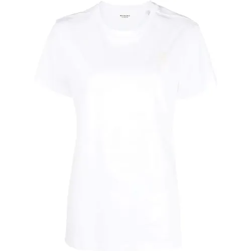 Weißes T-Shirt mit besticktem Logo, Bio-Baumwolle , Damen, Größe: L - Isabel Marant Étoile - Modalova