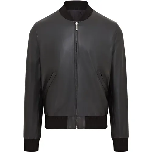 Reversible Leather & Tech Bomber Jacket , male, Sizes: L, XL - Canali - Modalova