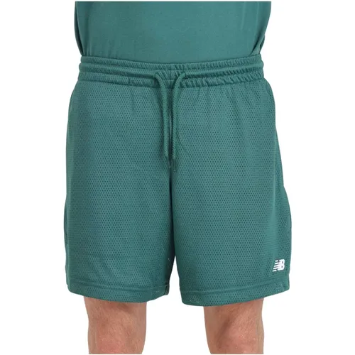 Grüne Mesh Logo Shorts , Herren, Größe: S - New Balance - Modalova