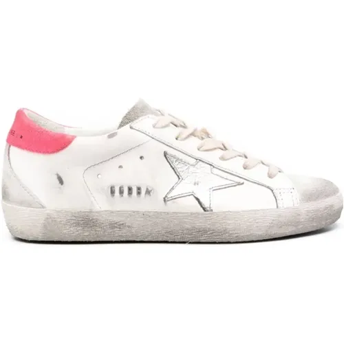 Super-Star White Leather Sneakers , female, Sizes: 4 UK - Golden Goose - Modalova