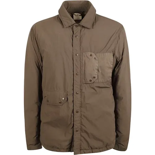 Khaki Padded Shirt Jacket , male, Sizes: L, XL, M - Ten C - Modalova