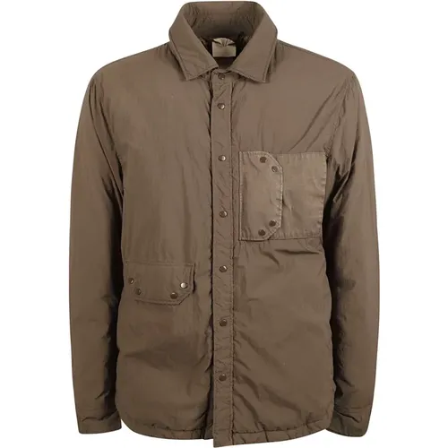 Khaki Padded Shirt Jacket , male, Sizes: XL - Ten C - Modalova