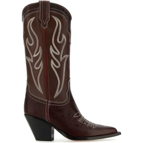 Braune Leder Santa Fe Stiefel - Absatzhöhe 9 cm , Damen, Größe: 36 EU - Sonora - Modalova