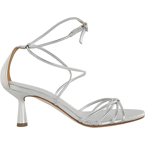 Silver Laminated Nappa Leather Shoes , female, Sizes: 3 UK - aeyde - Modalova