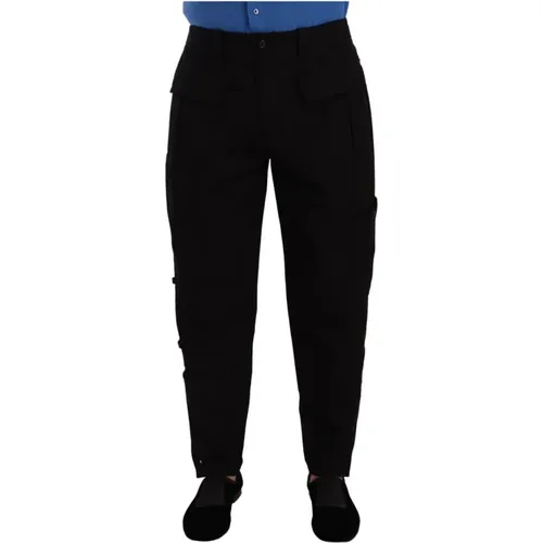Cotton Stretch Tapered Cargo Pants , male, Sizes: M - Dolce & Gabbana - Modalova