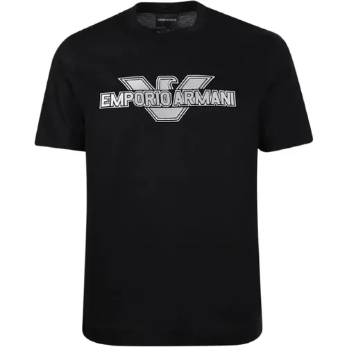 Cotton Short Sleeve T-shirt with Eagle Logo , male, Sizes: 2XL, L, XL - Emporio Armani - Modalova