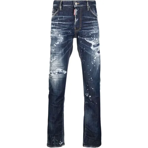 Dunkelblaue Zerrissene Jeans - Dsquared2 - Modalova