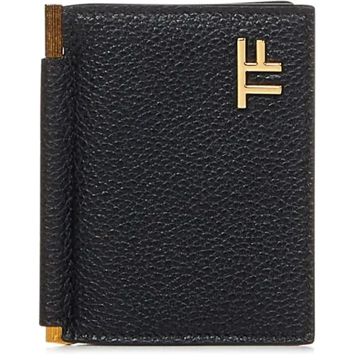 Grained Leather Bifold Wallet , male, Sizes: ONE SIZE - Tom Ford - Modalova