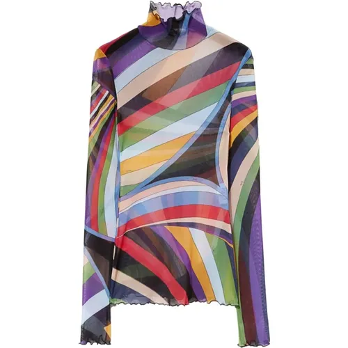 Graphic Print Tulle Lined Top , female, Sizes: S - EMILIO PUCCI - Modalova