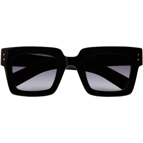 Schwarze quadratische Acetat-Sonnenbrille mit grauen degrade Gläsern - Kaleos - Modalova
