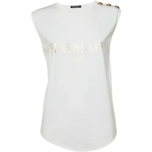 Pre-owned Cotton tops , female, Sizes: M - Balmain Pre-owned - Modalova